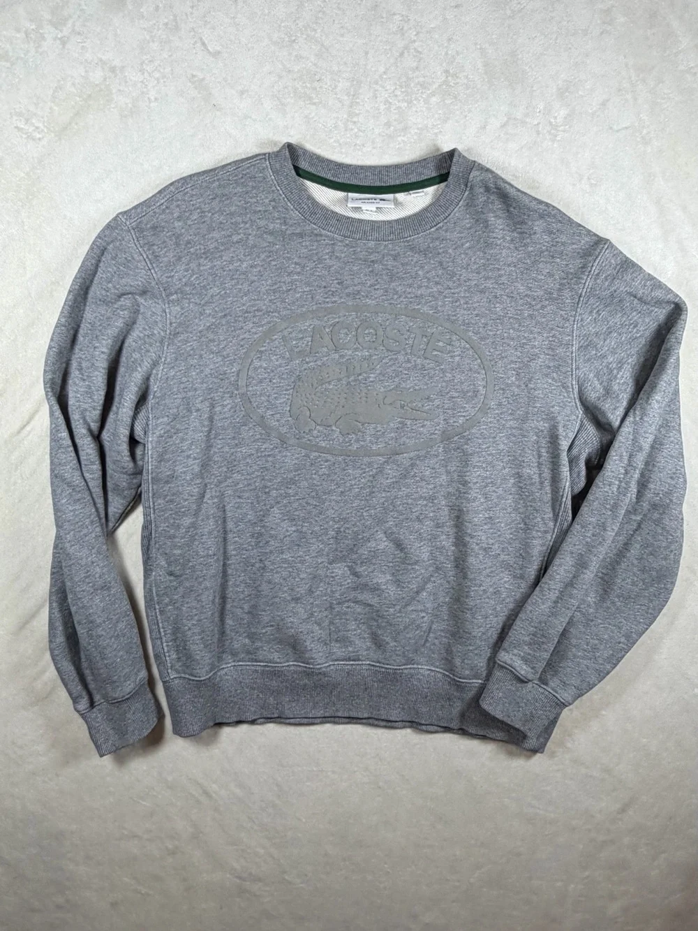 Lacoste FR 4 US Medium Men's Light Grey Crewneck Sweatshirt with Embossed Logo